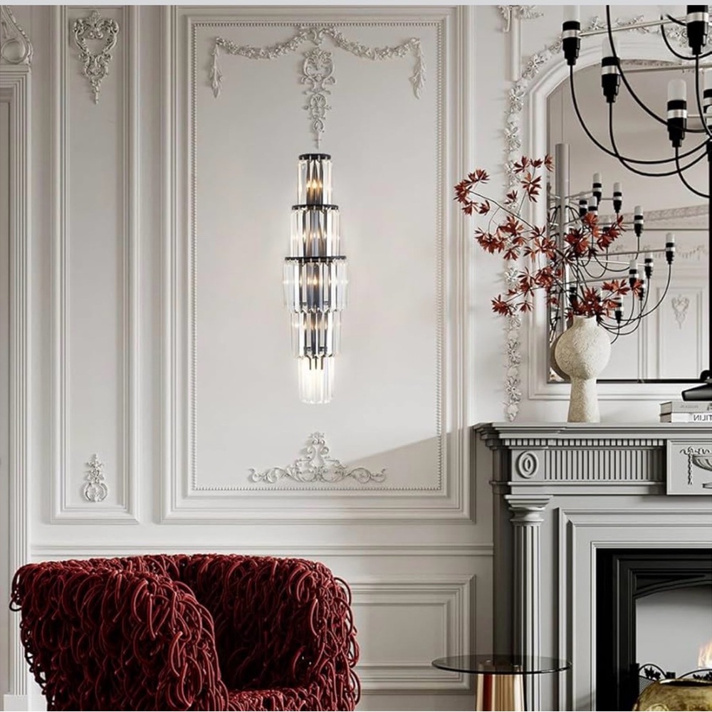 29.5 inch Modern Wall Sconce Contemporary Crystal Wall Sconce 5-Light black